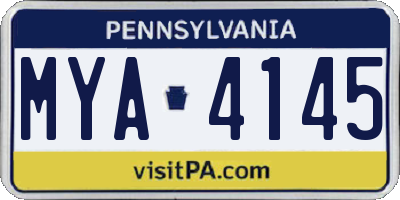 PA license plate MYA4145