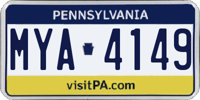 PA license plate MYA4149