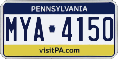 PA license plate MYA4150