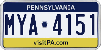PA license plate MYA4151