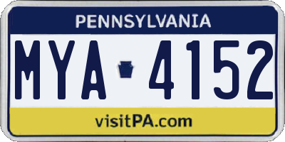 PA license plate MYA4152