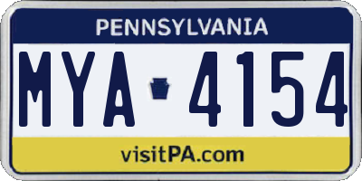 PA license plate MYA4154