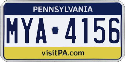 PA license plate MYA4156