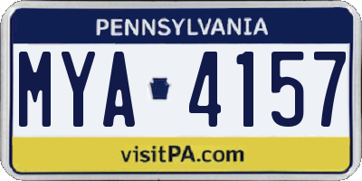PA license plate MYA4157