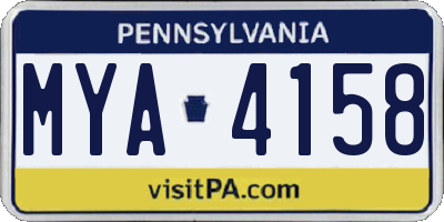 PA license plate MYA4158
