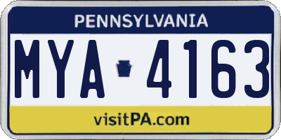 PA license plate MYA4163