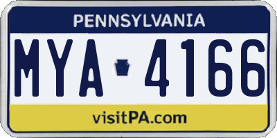 PA license plate MYA4166