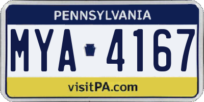 PA license plate MYA4167