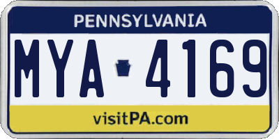 PA license plate MYA4169