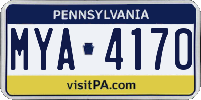 PA license plate MYA4170
