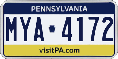 PA license plate MYA4172