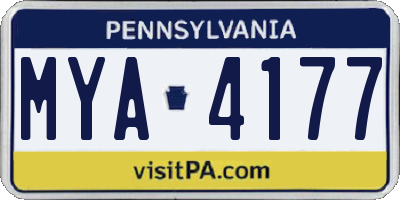 PA license plate MYA4177
