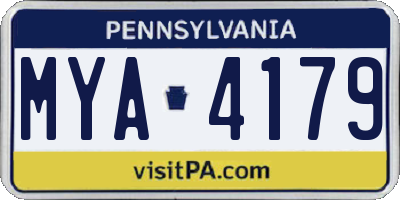 PA license plate MYA4179