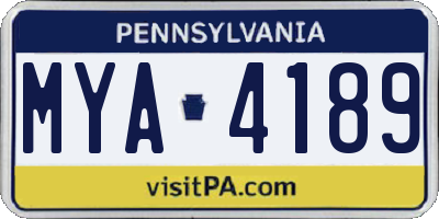 PA license plate MYA4189