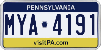 PA license plate MYA4191