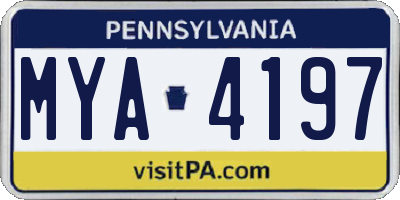 PA license plate MYA4197