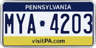 PA license plate MYA4203