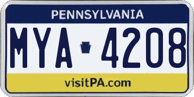 PA license plate MYA4208