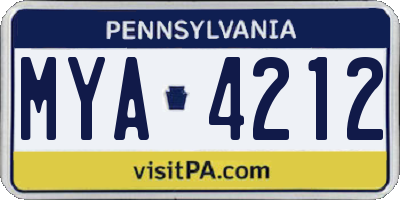 PA license plate MYA4212