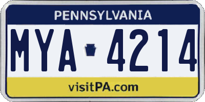 PA license plate MYA4214