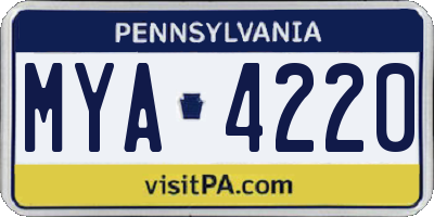 PA license plate MYA4220