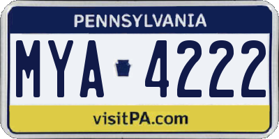 PA license plate MYA4222