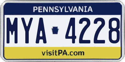 PA license plate MYA4228