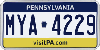 PA license plate MYA4229