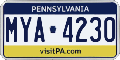 PA license plate MYA4230