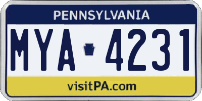 PA license plate MYA4231