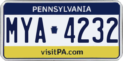 PA license plate MYA4232