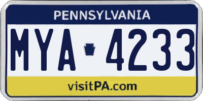 PA license plate MYA4233