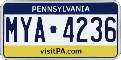 PA license plate MYA4236