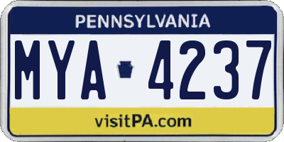 PA license plate MYA4237