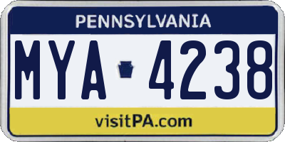 PA license plate MYA4238