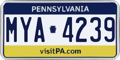PA license plate MYA4239