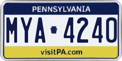 PA license plate MYA4240