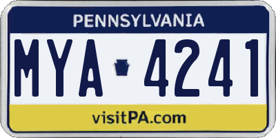 PA license plate MYA4241