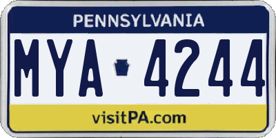 PA license plate MYA4244