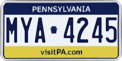PA license plate MYA4245