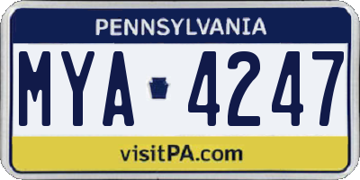 PA license plate MYA4247