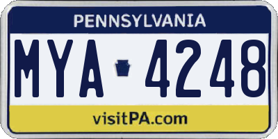 PA license plate MYA4248