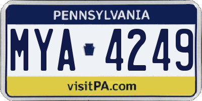 PA license plate MYA4249