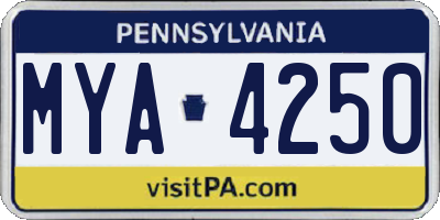 PA license plate MYA4250