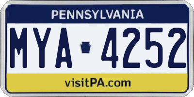 PA license plate MYA4252