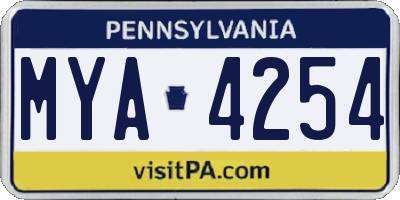 PA license plate MYA4254