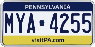 PA license plate MYA4255