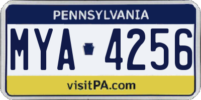 PA license plate MYA4256