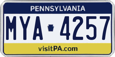 PA license plate MYA4257