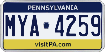 PA license plate MYA4259